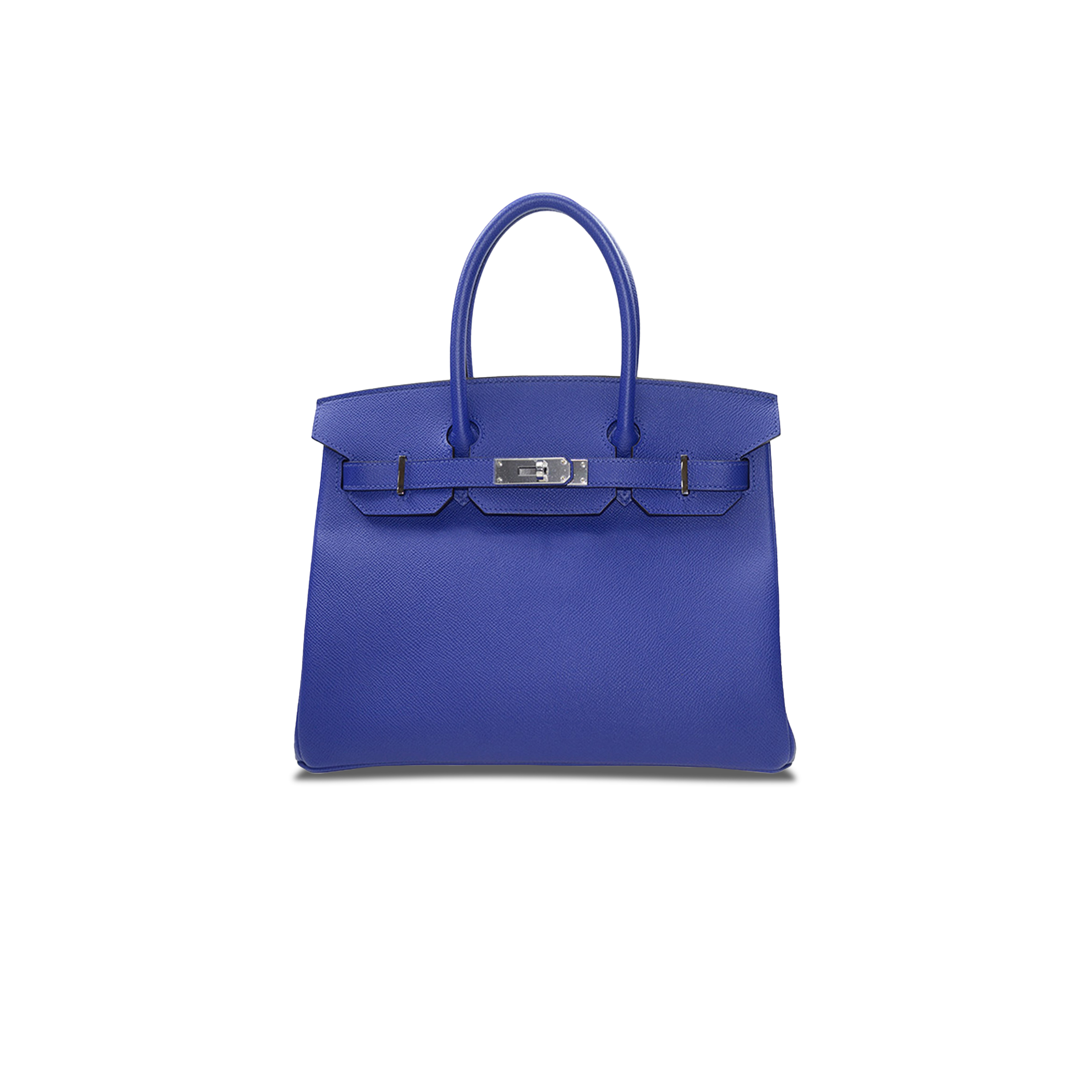 HERMES BIRKIN 30 TOGO LEATHER ROYAL BLUE LINING ROSE RED SILVER BUCKLE BK307TEPSS (30*23*15cm)